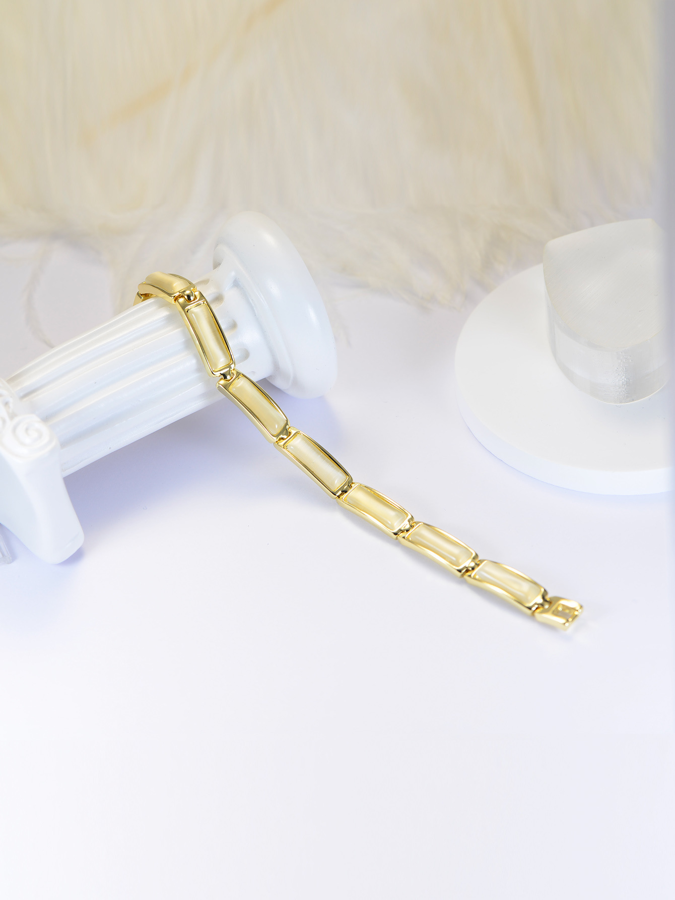 ゴールドアクセサリー ブレスレット 洗練長方形リンクブレスレット