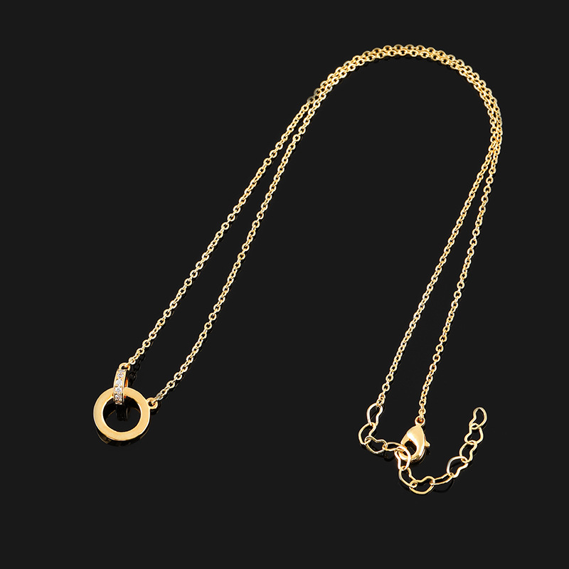 ゴールドアクセサリー 二重円モチーフ華奢チェーンネックレス