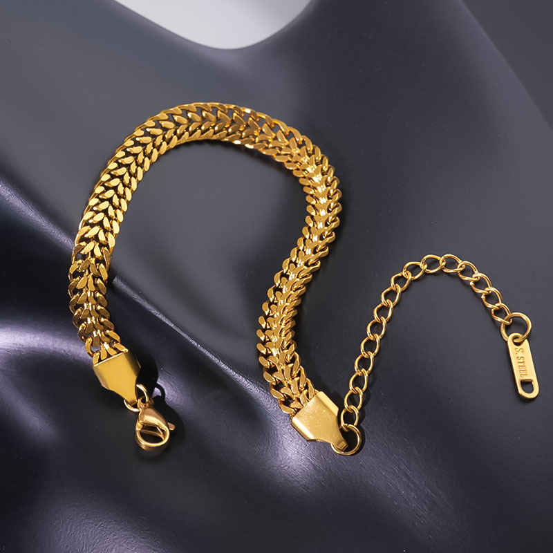 ゴールドアクセサリー ブレスレット 麦の穂編みブレスレット