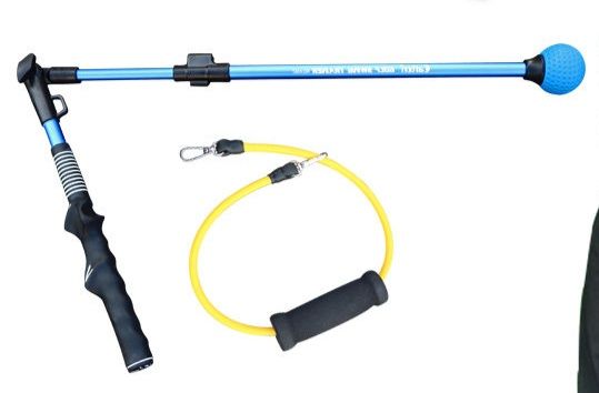 ゴルフ練習器具 肩部矯正棒と負荷チューブ付き姿勢改善トレーニング棒
