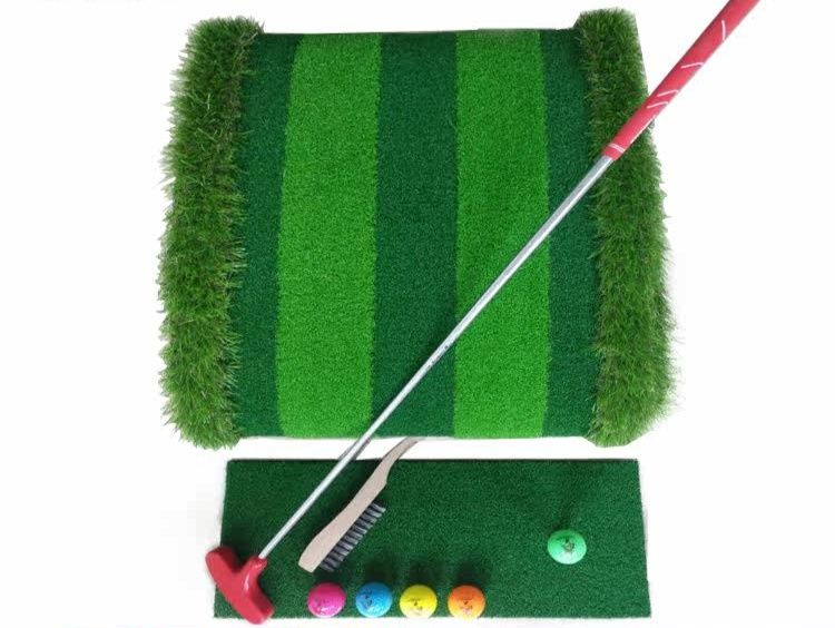 ゴルフ練習器具 室内用二段式人工芝パター練習マットセット