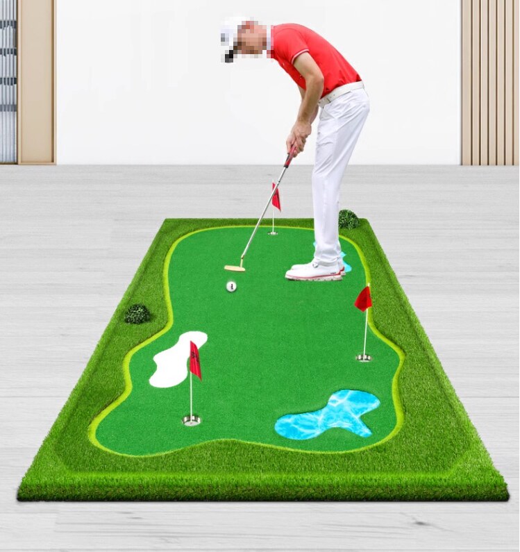 ゴルフ練習器具 室内用三穴コース付き特大パター練習マット