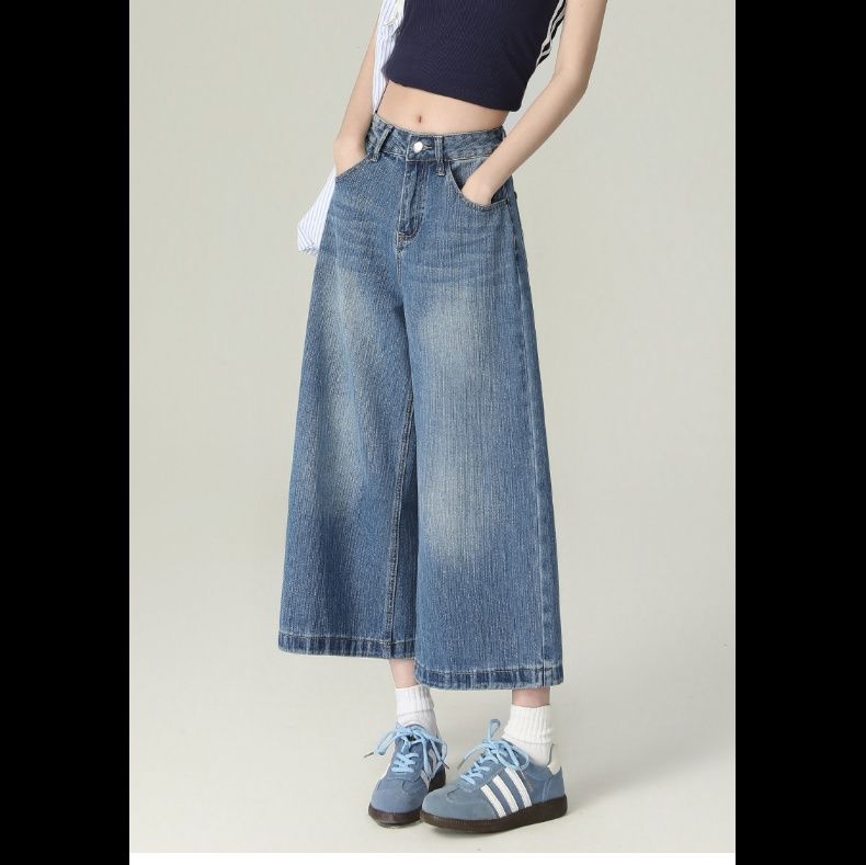 きれいめカジュアル ゆったりワイドデニムパンツ