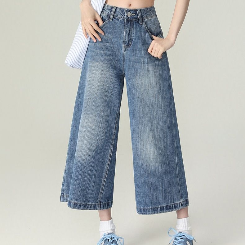 きれいめカジュアル ゆったりワイドデニムパンツ