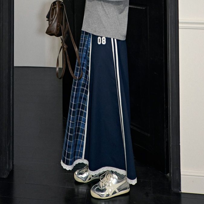 きれいめカジュアル プリーツ切替マキシスカート