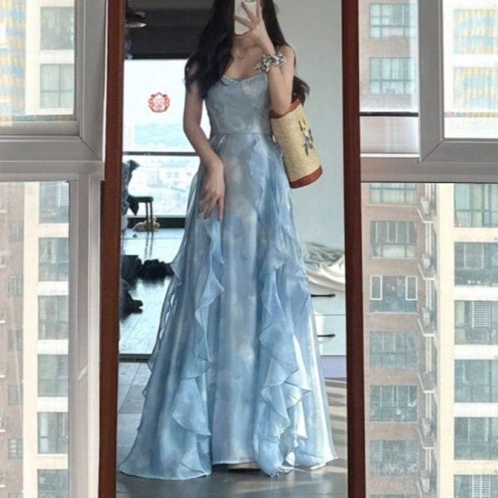 きれいめカジュアル ふわり揺れる層重ねドレープワンピース