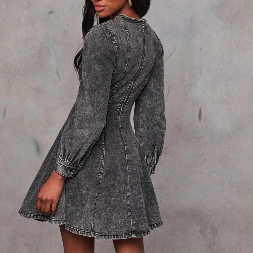 きれいめカジュアル 立体縫製デニムワンピース
