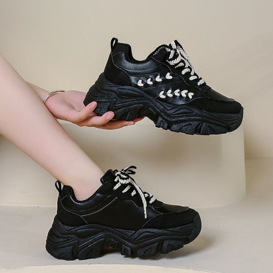 きれいめカジュアル 厚底ボリューム配色スニーカー靴レディース