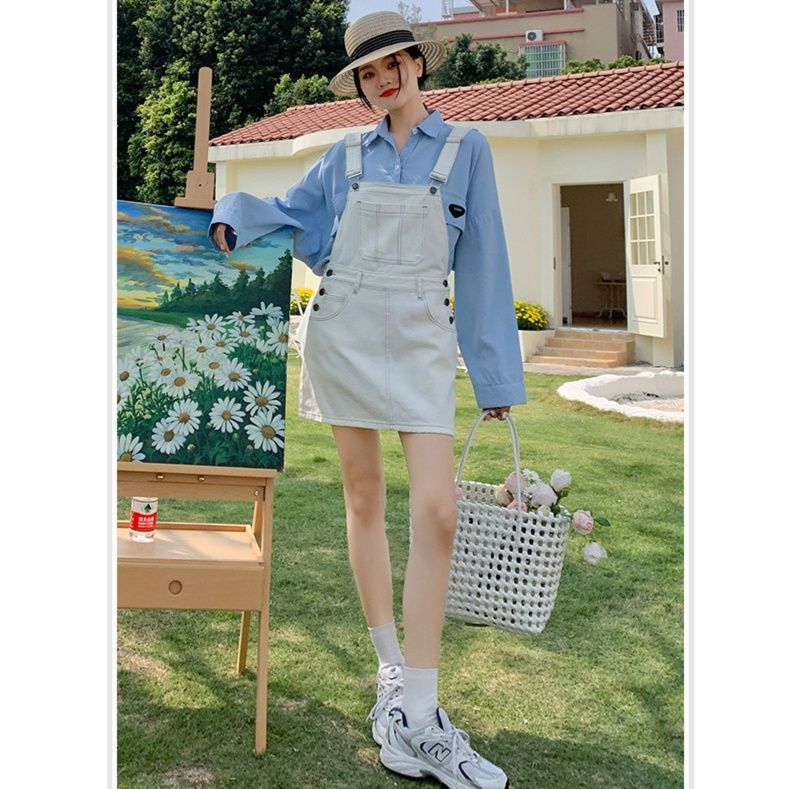 きれいめカジュアル デニムサロペットミニスカート