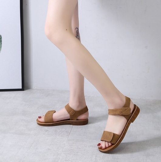 きれいめカジュアル 幅広ストラップフラットサンダル