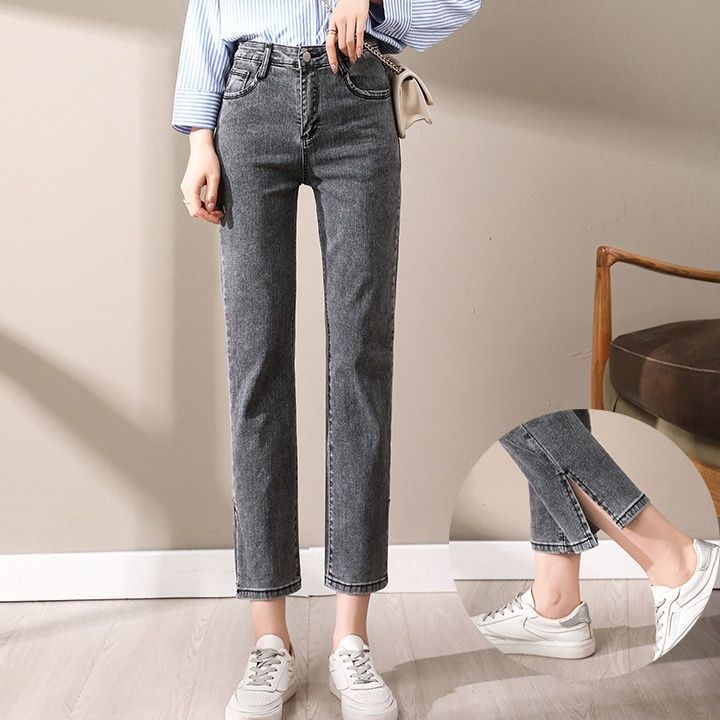 きれいめカジュアル ハイウエストストレートアンクル丈デニムパンツ