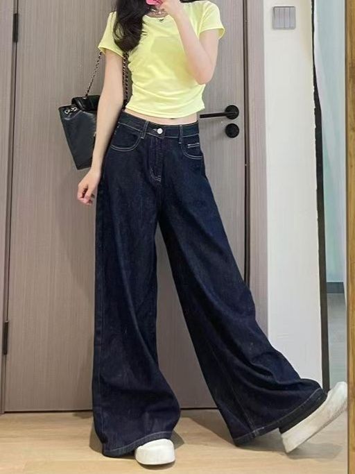 きれいめカジュアル 高腰ワイドシルエットデニムパンツ