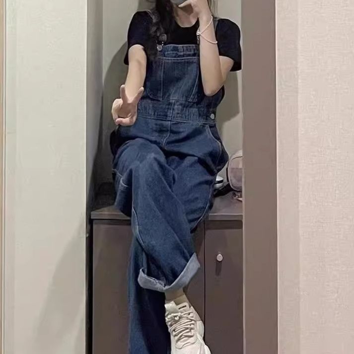 きれいめカジュアル ワイドシルエットデニムサロペット