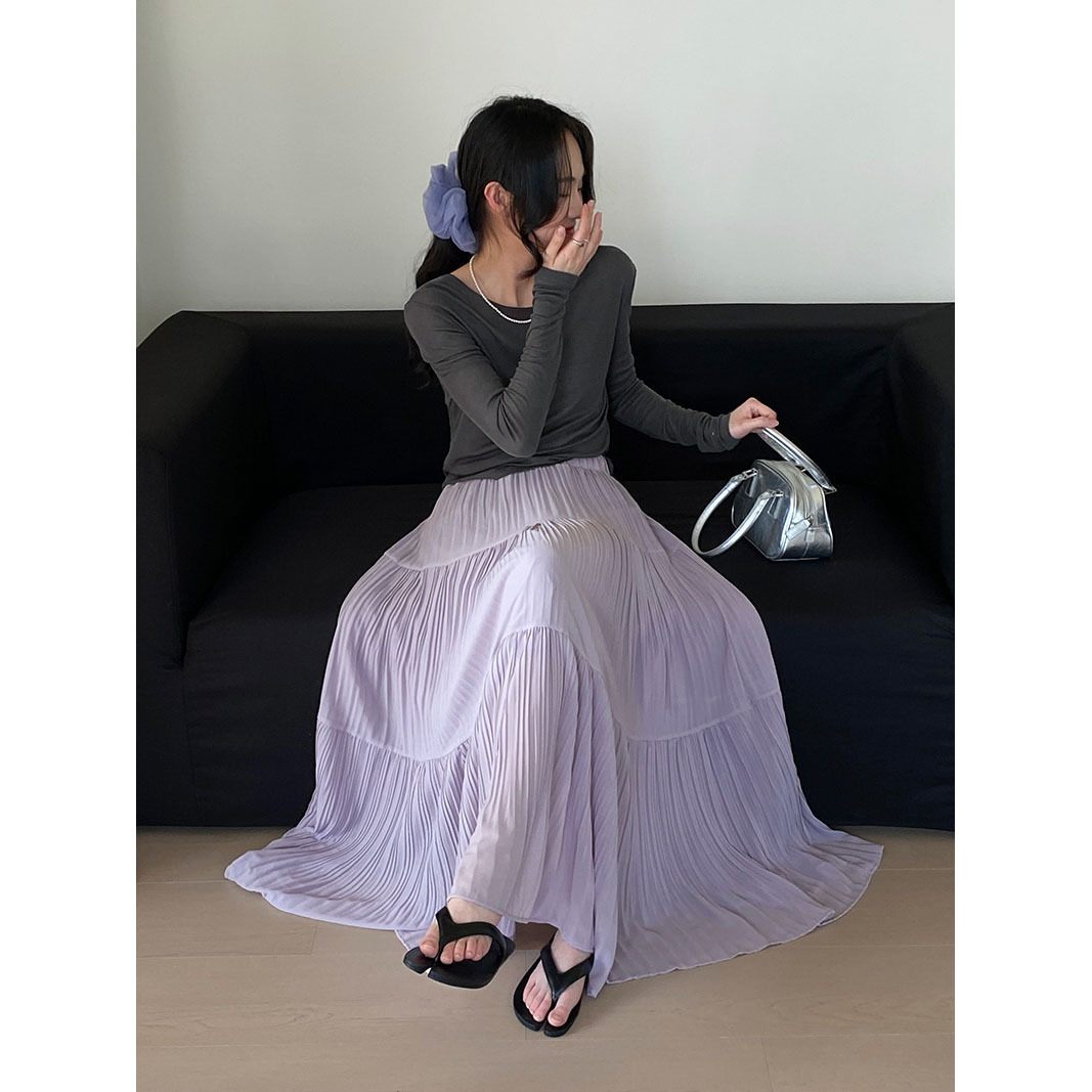 きれいめカジュアル ティアードプリーツマキシスカート