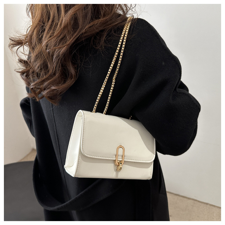 きれいめカジュアル レディース小さめ肩掛けバッグ金具付き本革風