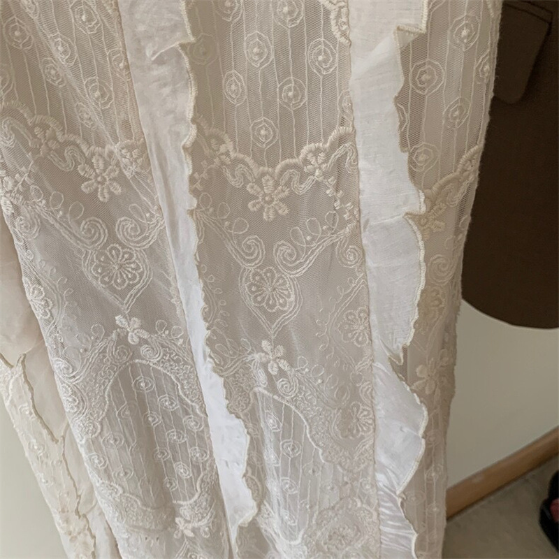 きれいめカジュアル 刺繍レース キャミソールロングワンピース