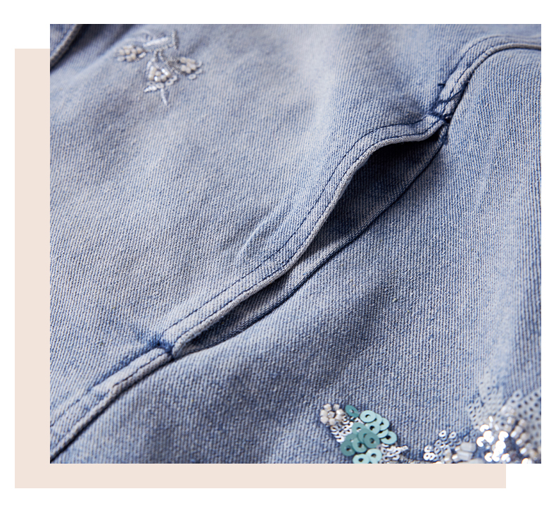 きれいめカジュアル 花刺繍ゆったりデニムジャケット