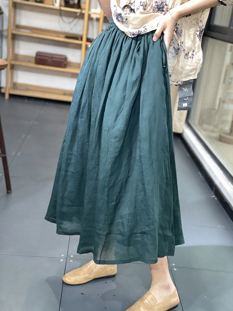 きれいめカジュアル ふんわりギャザー切替ロング丈ティアードスカート