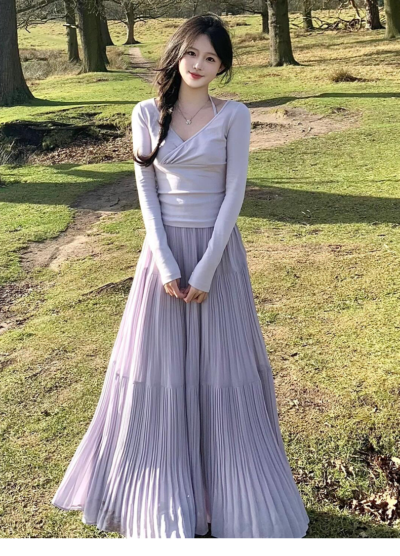 きれいめカジュアル 優美なプリーツロングスカート