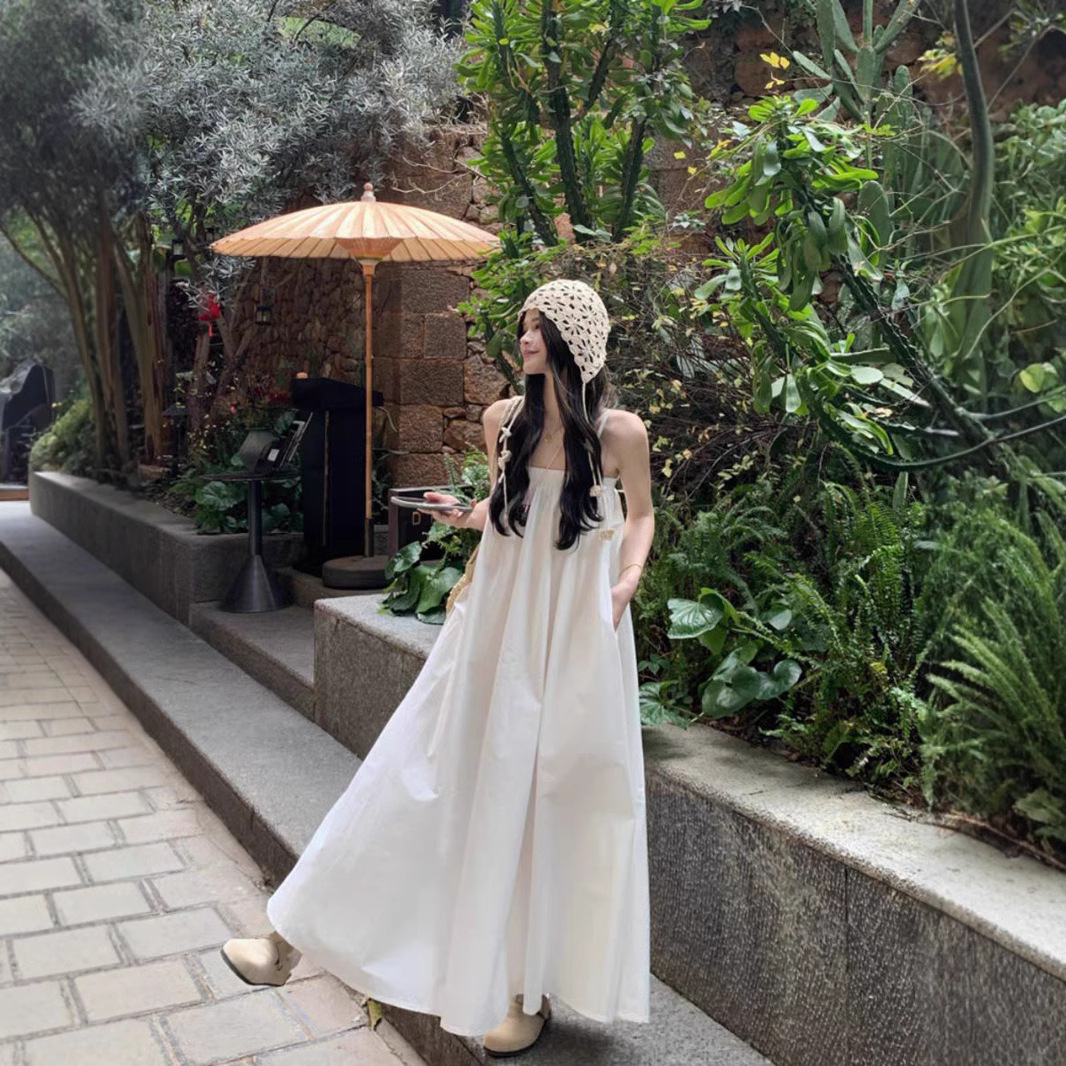 きれいめカジュアル リボンベルト付きノースリーブマキシ丈ワンピース