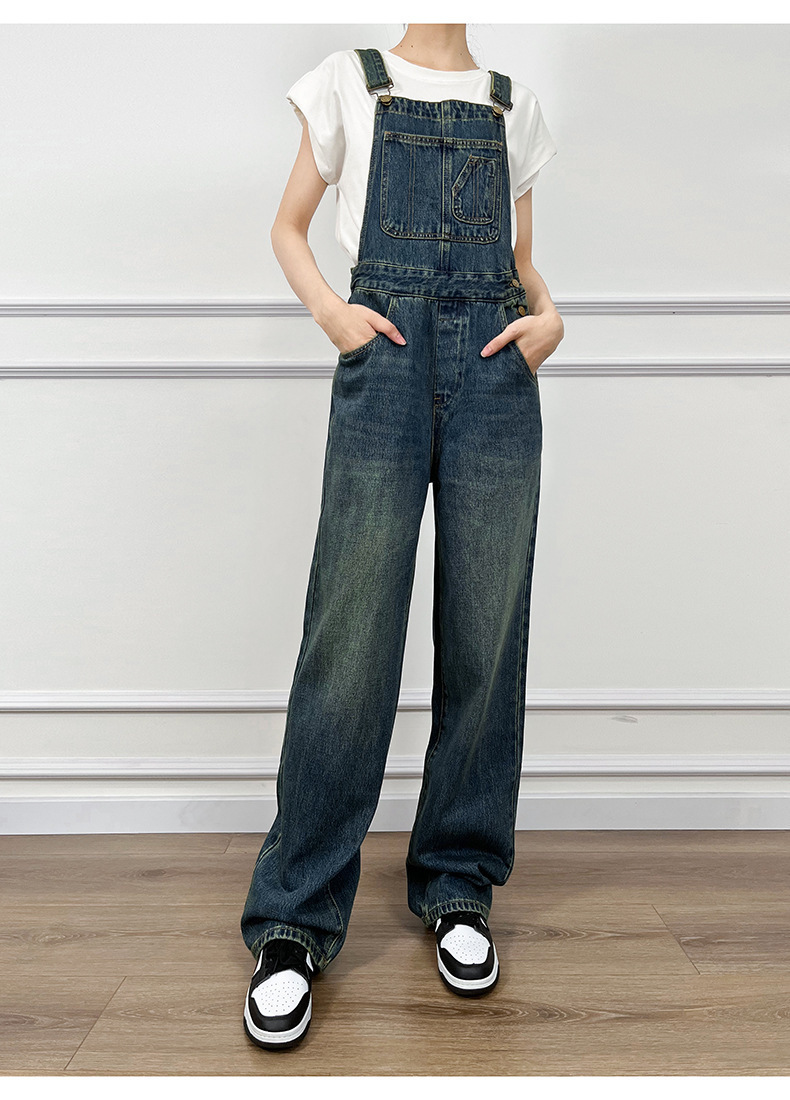 きれいめカジュアル ゆったりワイドシルエットデニムサロペット