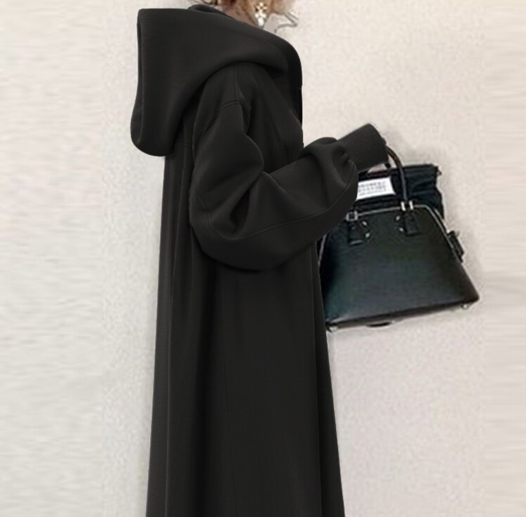 きれいめカジュアル 大人気フード付きパーカーロング丈ワンピース