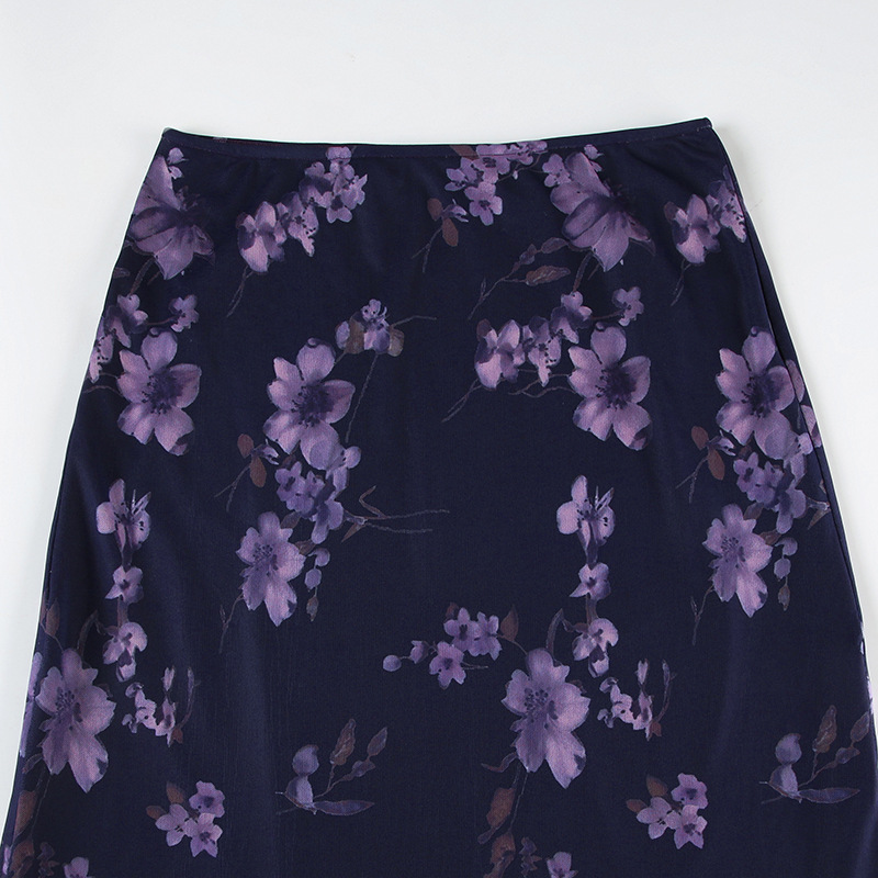 きれいめカジュアル 花柄シフォンロングスカート