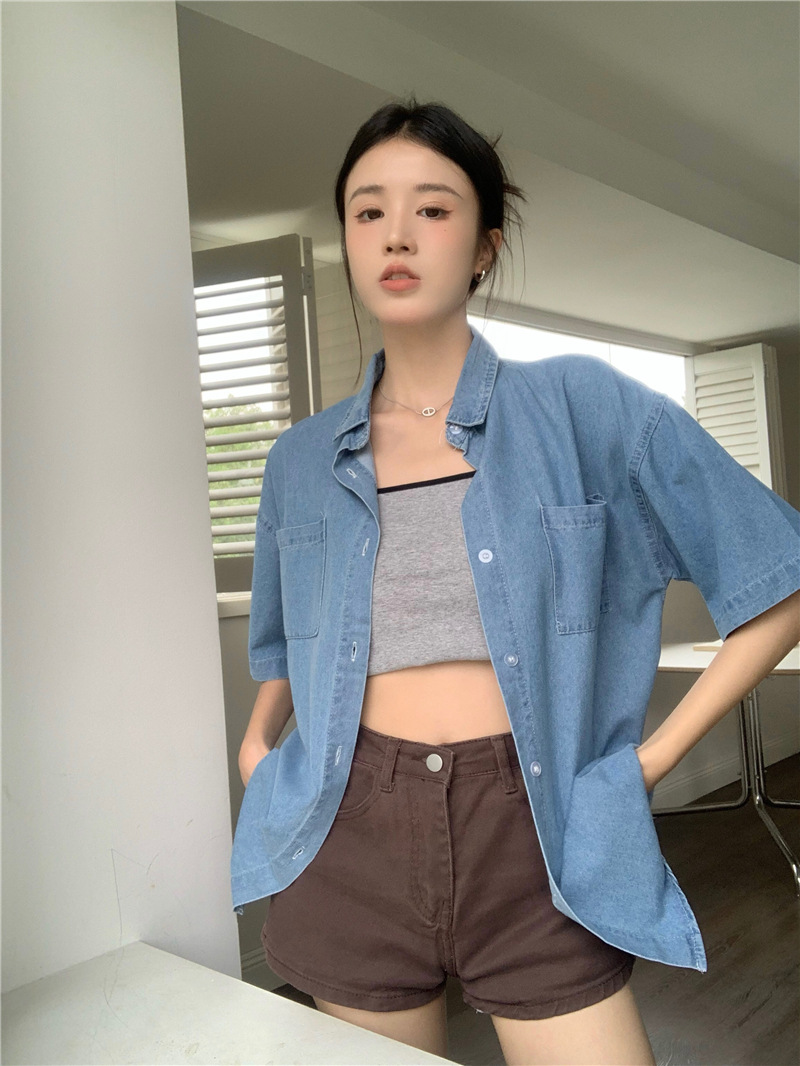 きれいめカジュアル ビッグポケットデニムワークシャツ