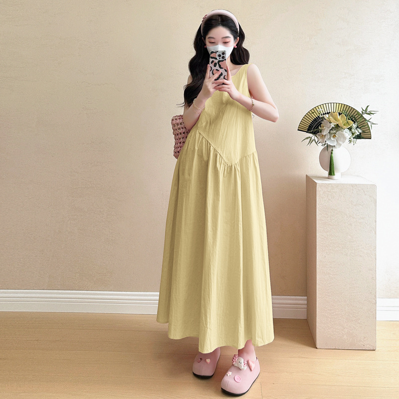 きれいめカジュアル ティアードデザインノースリーブマキシ丈ワンピース