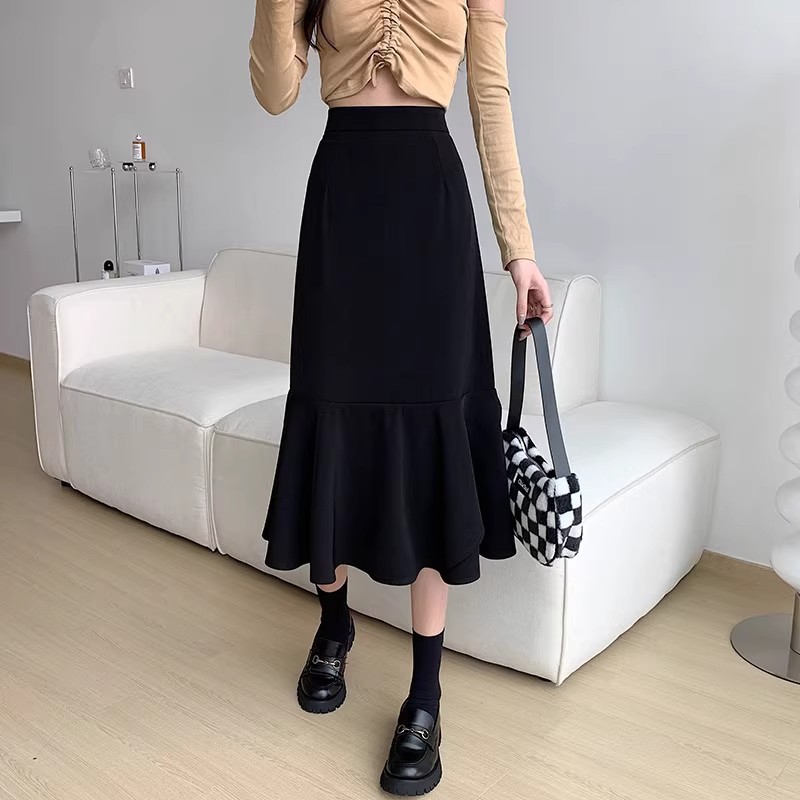 きれいめカジュアル ハイウエストマーメイドスカート レディース 大きいサイズ 体型カバー タイトシルエット ヒップカバー クラシカル