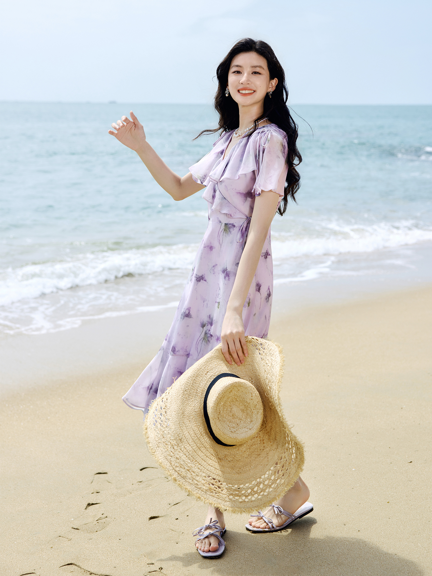 きれいめカジュアル 優美な花柄ラップワンピース