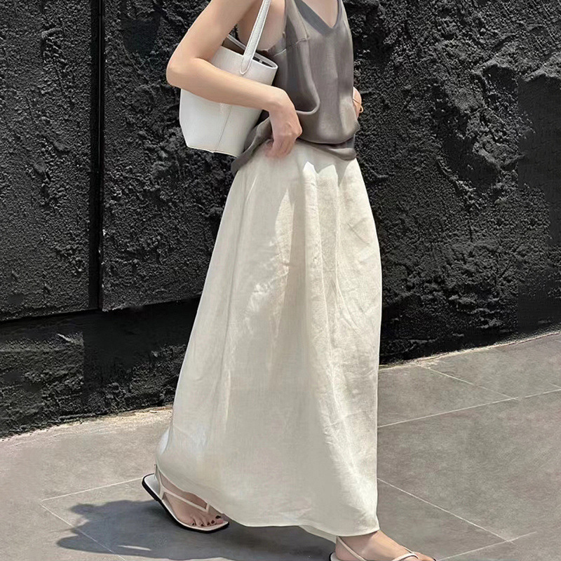 きれいめカジュアル ナチュラルリネン風ロングスカート