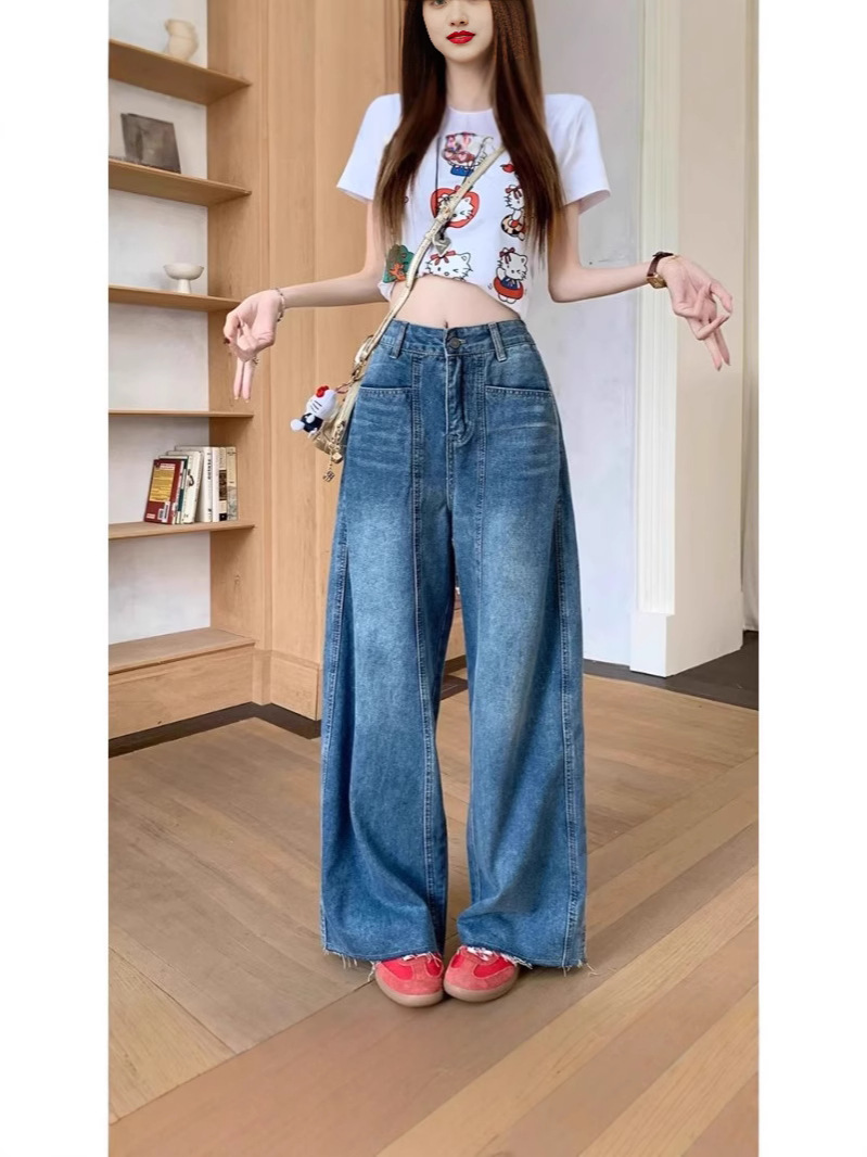 きれいめカジュアル ハイウエストワイドシルエットデニムパンツ