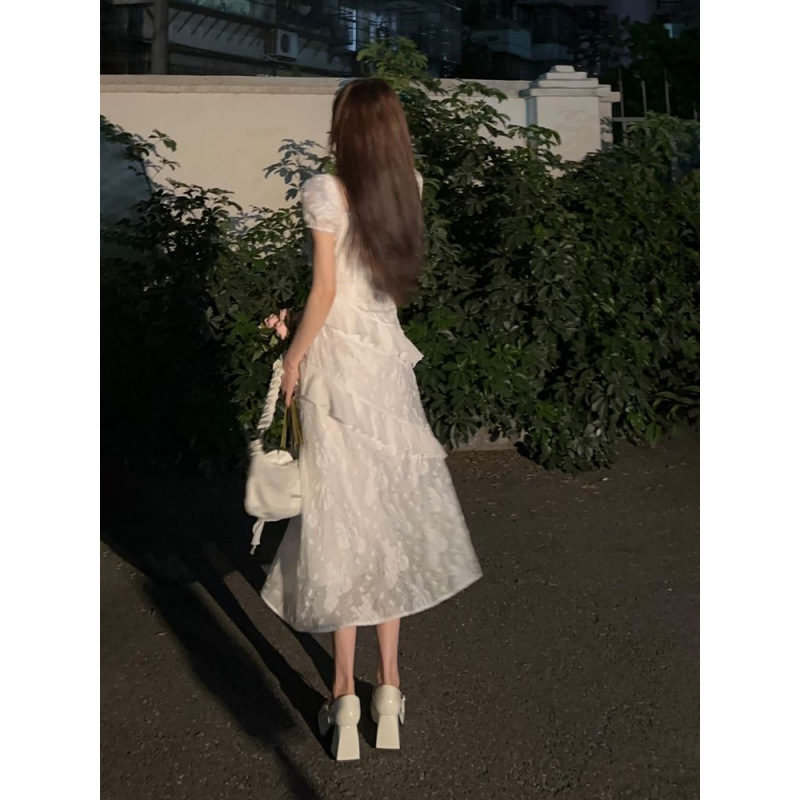 きれいめカジュアル フェアリーパフスリーブ アシンメトリーワンピース