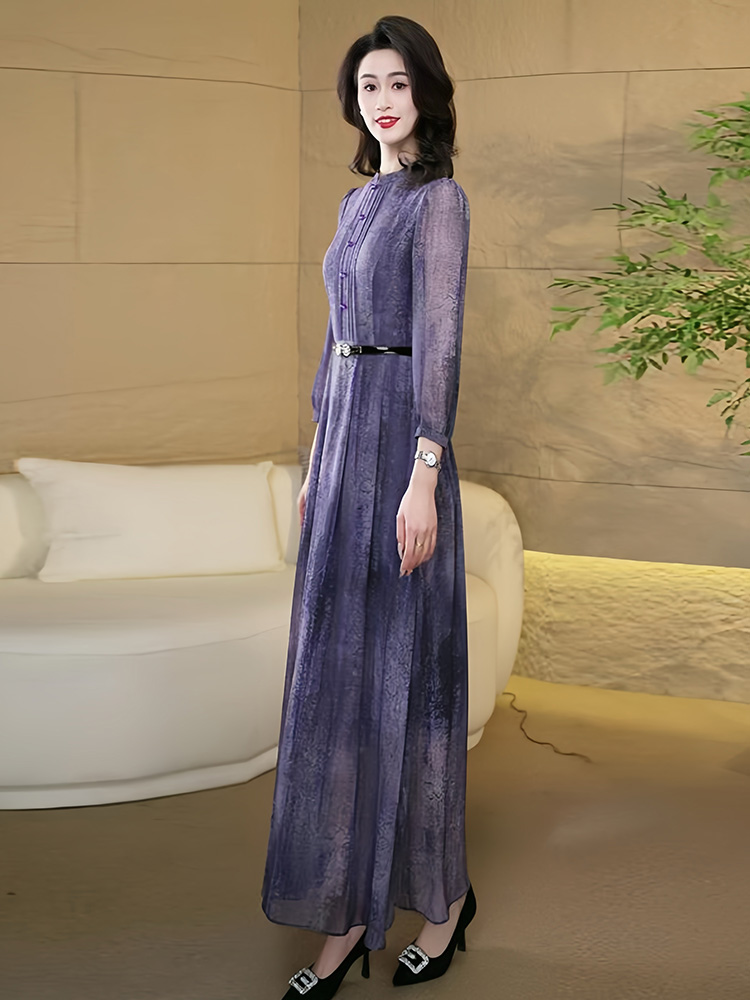 きれいめカジュアル 優美シアーレース ロングワンピース