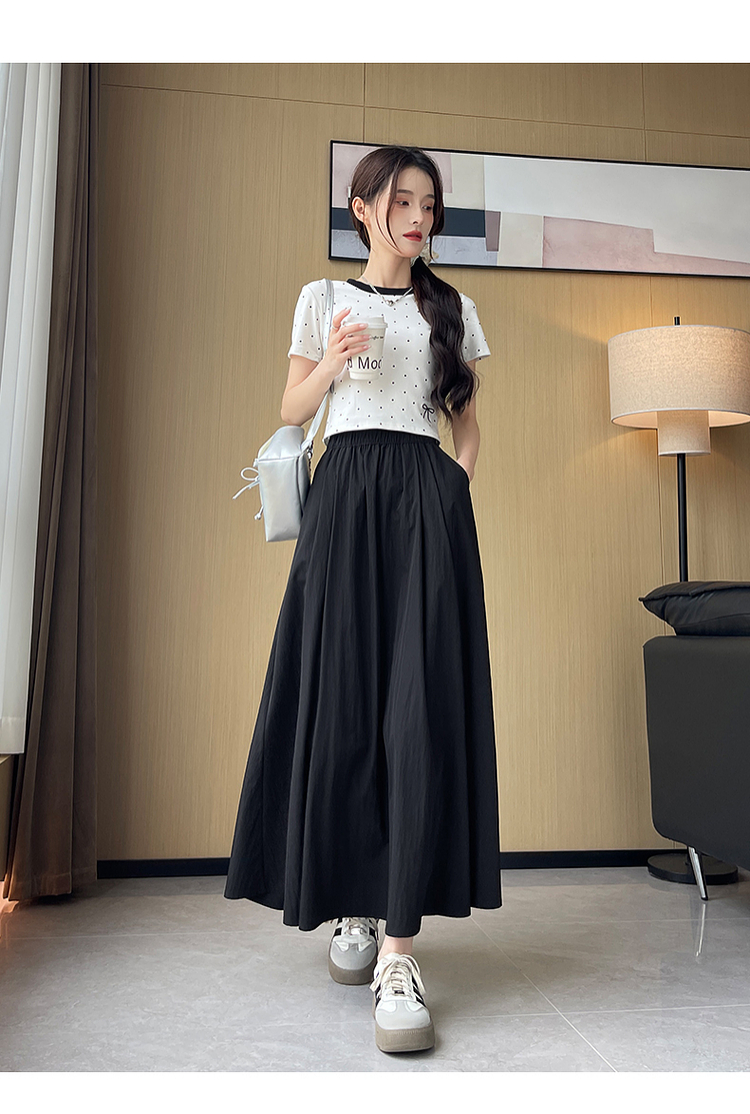 きれいめカジュアル ふんわり揺れるロングフレアスカート