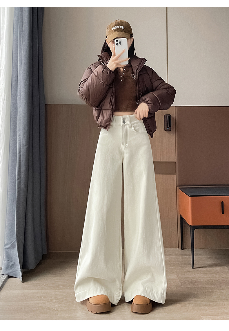 きれいめカジュアル ハイウエストワイドレッグデニムパンツ