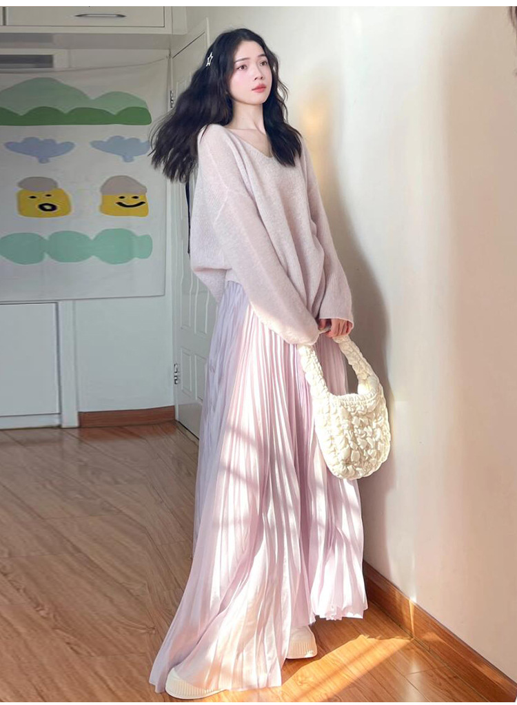 きれいめカジュアル 優美なプリーツロングスカート