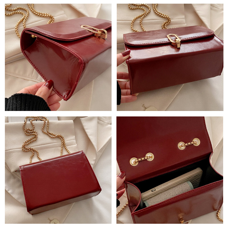 きれいめカジュアル レディース小さめ肩掛けバッグ金具付き本革風