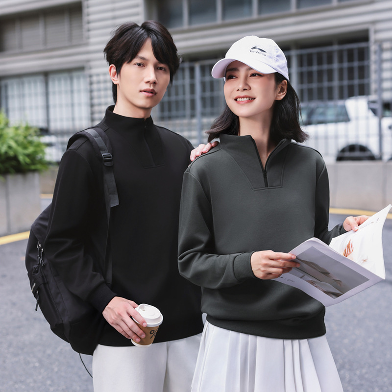 きれいめカジュアル ハーフジップスタンドカラースエット