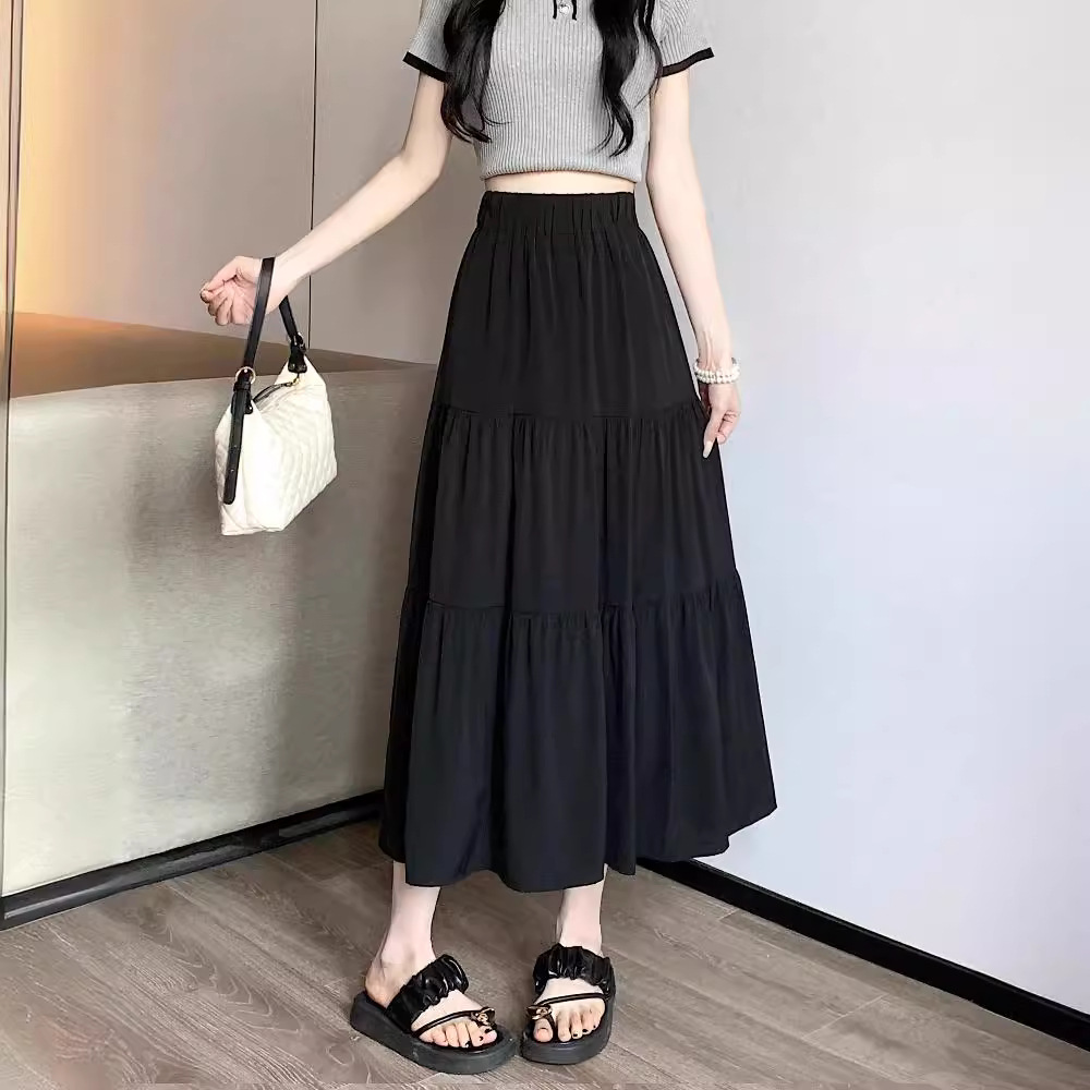 きれいめカジュアル 三段ティアードロングスカート