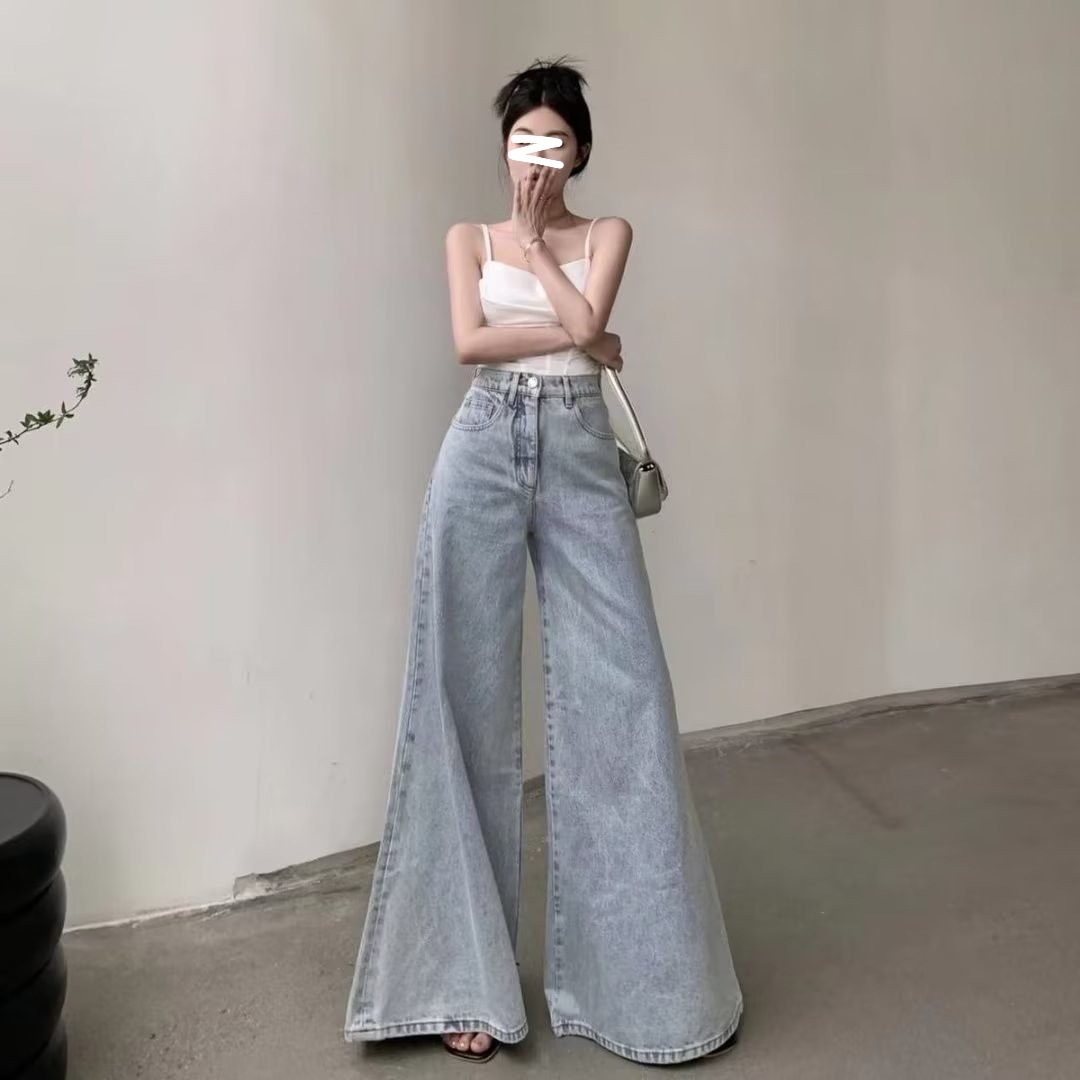 きれいめカジュアル ハイウエスト超ワイドデニムパンツ