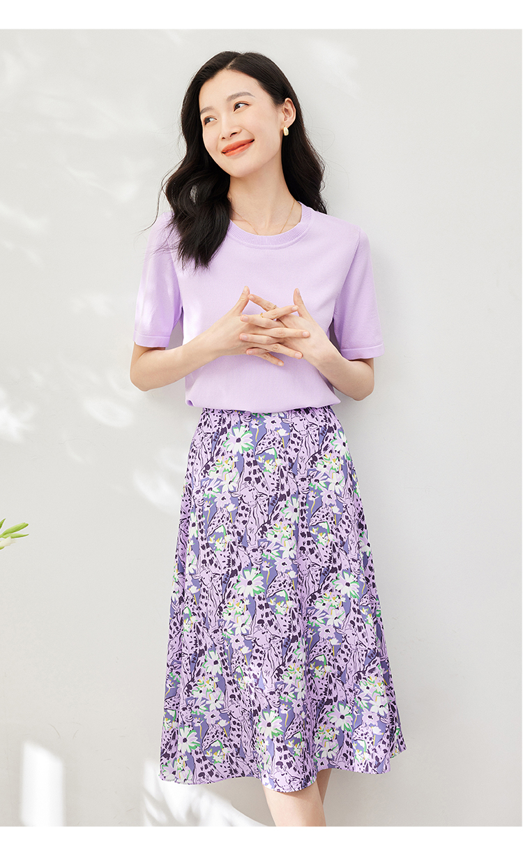 きれいめカジュアル 花模様フレアスカート切替ワンピース