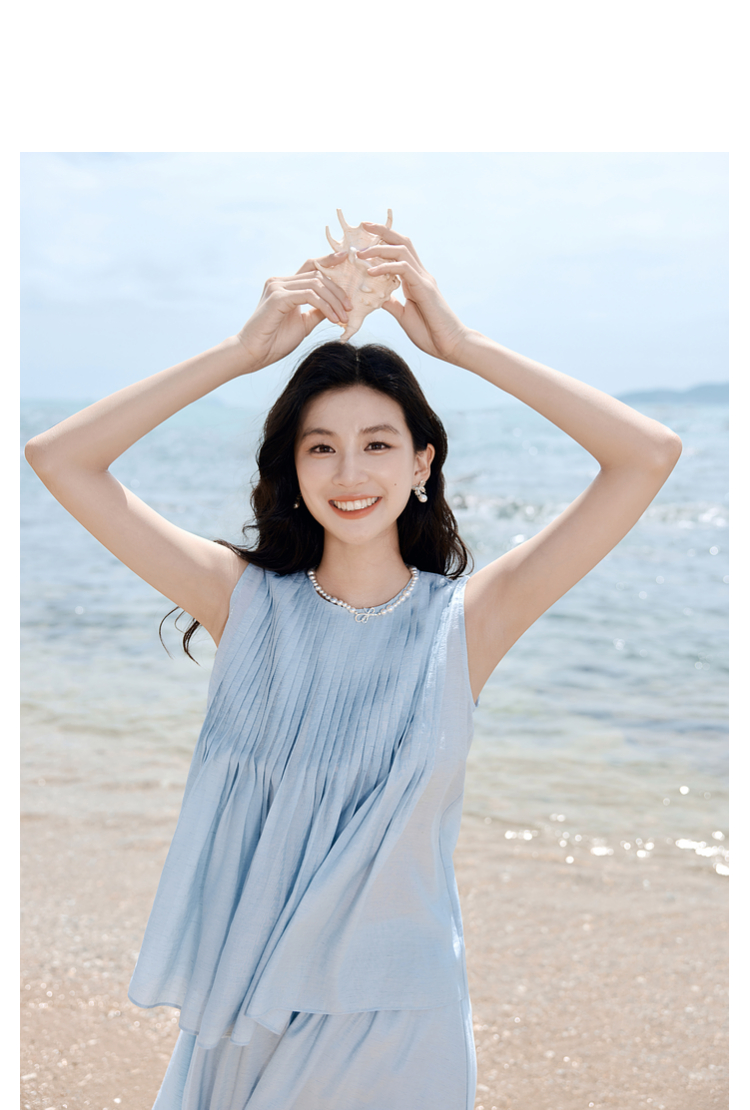 きれいめカジュアル 風薫る海辺のプリーツワンピース