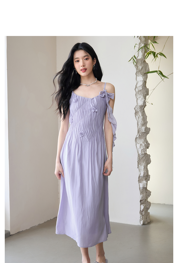 きれいめカジュアル 優美シフォンフリルキャミワンピース