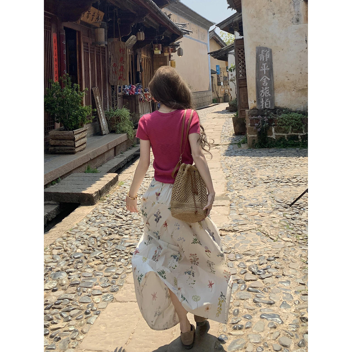 きれいめカジュアル 花咲く優美ロングスカート