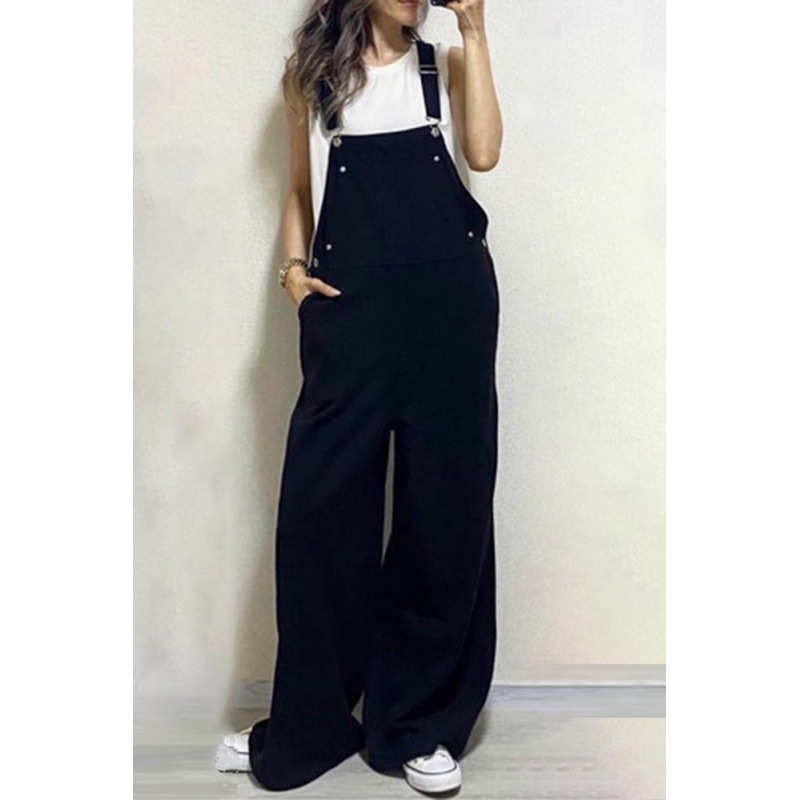 きれいめカジュアル ゆったりワイドシルエットサロペットパンツ