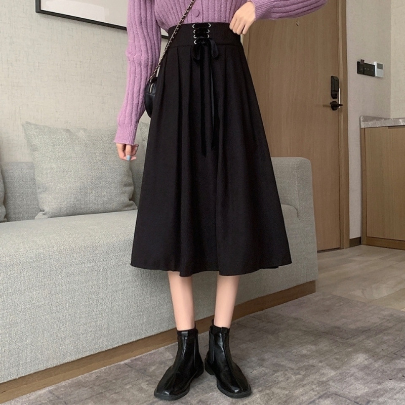 きれいめカジュアル コルセットデザイン フレアロングスカート