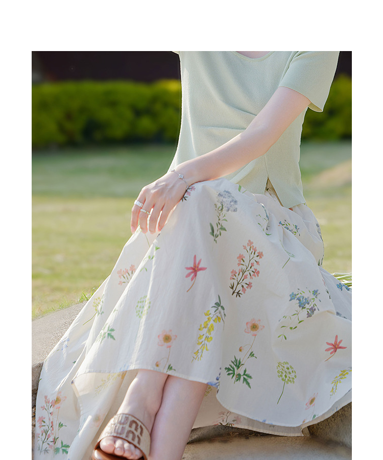 きれいめカジュアル 花園ティアードロングスカート