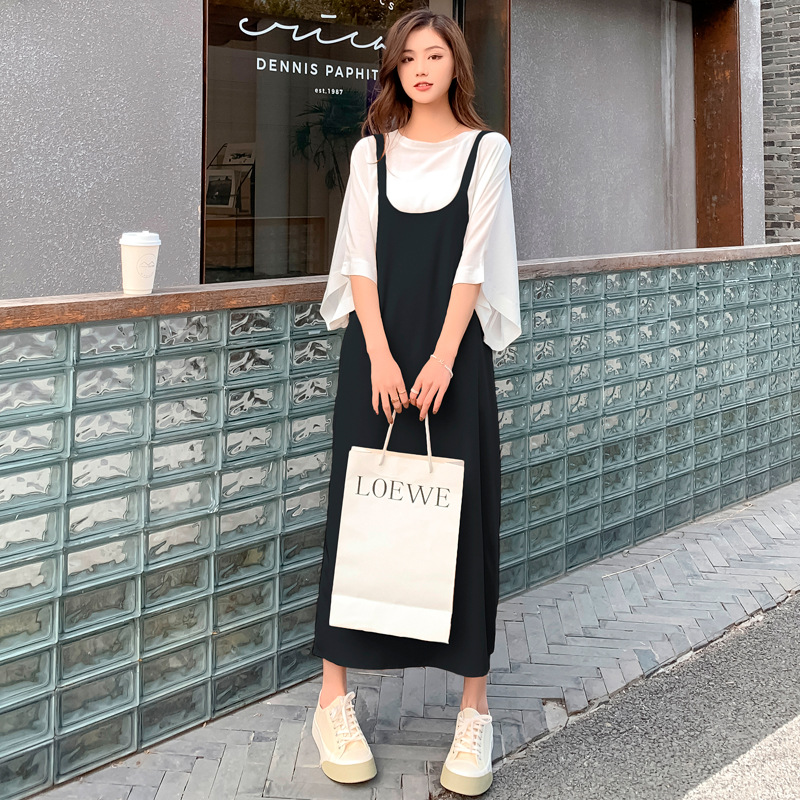 きれいめカジュアル 袖フレアトップス付きキャミソールワンピース二点セット